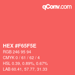 Color code: HEX #F65F5E | qconv.com