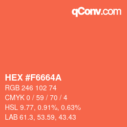 Color code: HEX #F6664A | qconv.com