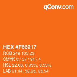 Color code: HEX #F66917 | qconv.com
