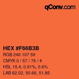 カラーコード: HEX #F66B3B | qconv.com