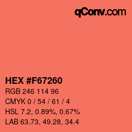颜色代码: HEX #F67260 | qconv.com