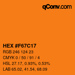 Color code: HEX #F67C17 | qconv.com
