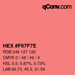 Color code: HEX #F67F7E | qconv.com