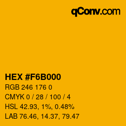 Color code: HEX #F6B000 | qconv.com