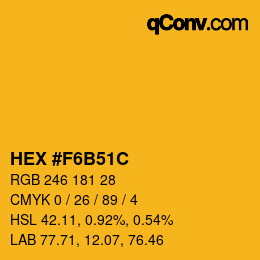 カラーコード: HEX #F6B51C | qconv.com