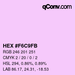 Color code: HEX #F6C9FB | qconv.com