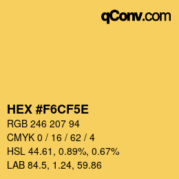 Color code: HEX #F6CF5E | qconv.com