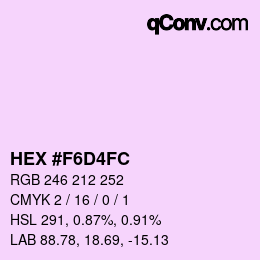 Color code: HEX #F6D4FC | qconv.com