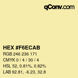 Color code: HEX #F6ECAB | qconv.com