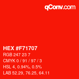 Color code: HEX #F71707 | qconv.com
