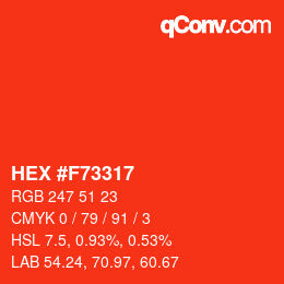 Color code: HEX #F73317 | qconv.com