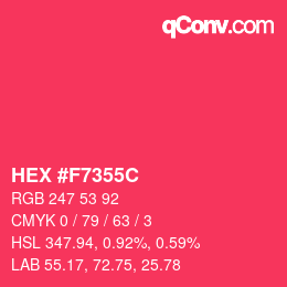 颜色代码: HEX #F7355C | qconv.com