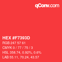 カラーコード: HEX #F7393D | qconv.com