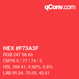 Código de color: HEX #F73A3F | qconv.com