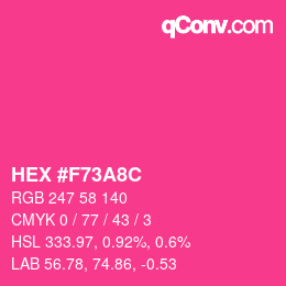 Color code: HEX #F73A8C | qconv.com