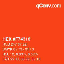 Color code: HEX #F74316 | qconv.com
