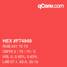 Farbcode: HEX #F74949 | qconv.com