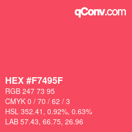 Farbcode: HEX #F7495F | qconv.com