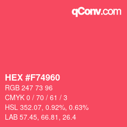 Farbcode: HEX #F74960 | qconv.com
