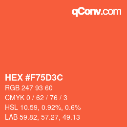 Color code: HEX #F75D3C | qconv.com