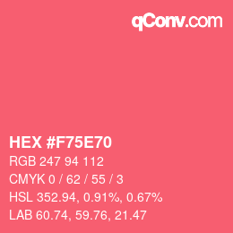 Farbcode: HEX #F75E70 | qconv.com