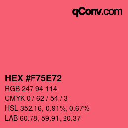 Farbcode: HEX #F75E72 | qconv.com