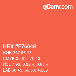 Farbcode: HEX #F76049 | qconv.com