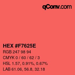 Color code: HEX #F7625E | qconv.com
