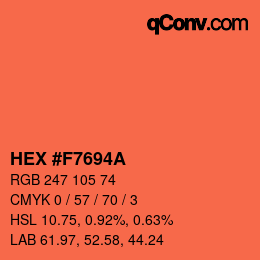 Color code: HEX #F7694A | qconv.com