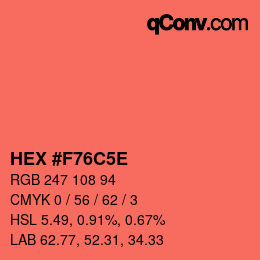 Farbcode: HEX #F76C5E | qconv.com