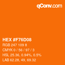 Color code: HEX #F76D08 | qconv.com