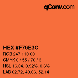 Color code: HEX #F76E3C | qconv.com