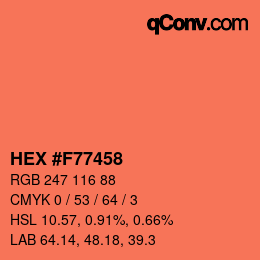Farbcode: HEX #F77458 | qconv.com