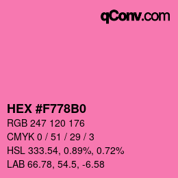 颜色代码: HEX #F778B0 | qconv.com