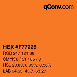 カラーコード: HEX #F77926 | qconv.com