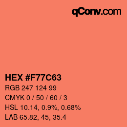 カラーコード: HEX #F77C63 | qconv.com