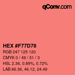 カラーコード: HEX #F77D78 | qconv.com