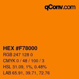 颜色代码: HEX #F78000 | qconv.com