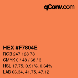 Color code: HEX #F7804E | qconv.com