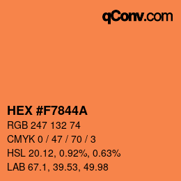 颜色代码: HEX #F7844A | qconv.com
