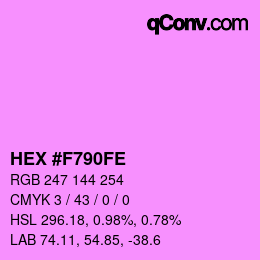 カラーコード: HEX #F790FE | qconv.com