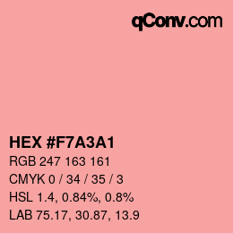 颜色代码: HEX #F7A3A1 | qconv.com