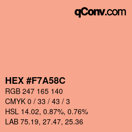 カラーコード: HEX #F7A58C | qconv.com