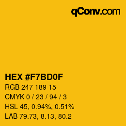Color code: HEX #F7BD0F | qconv.com
