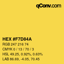 颜色代码: HEX #F7D84A | qconv.com