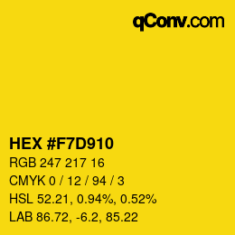 Color code: HEX #F7D910 | qconv.com