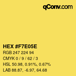 Color code: HEX #F7E05E | qconv.com
