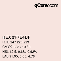 Color code: HEX #F7E4DF | qconv.com