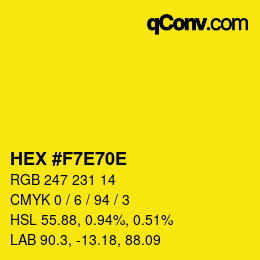 Color code: HEX #F7E70E | qconv.com