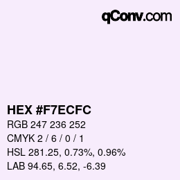 Color code: HEX #F7ECFC | qconv.com